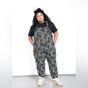 Wildfang Essential Overalls in “Parallel” - Black and White Brushstroke